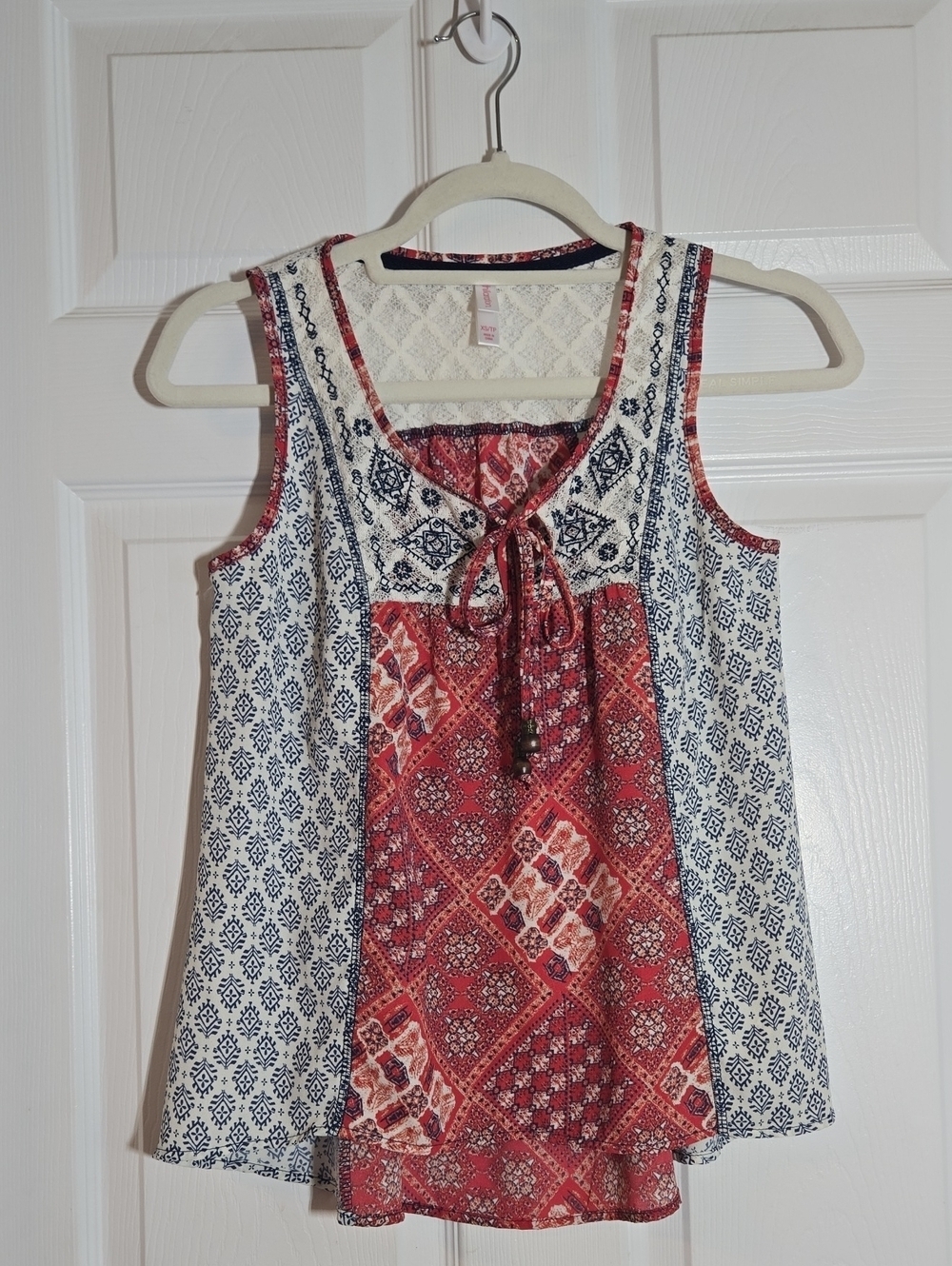 Xhilaration Red White Blue Patterned Tank Top Size XS
